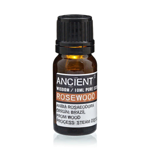 Alt-Tag: Rosenholz-Ätherisches Öl – 10-ML-Bernsteinglasflasche mit schwarzem Deckel, Rosenholz-Etikett, 10 ml reines ätherisches Öl