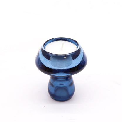 Pressed Glass Candle Holders – 6.2x7 CM Royal Blue candle holder in royal blue pressed glass with white tealight