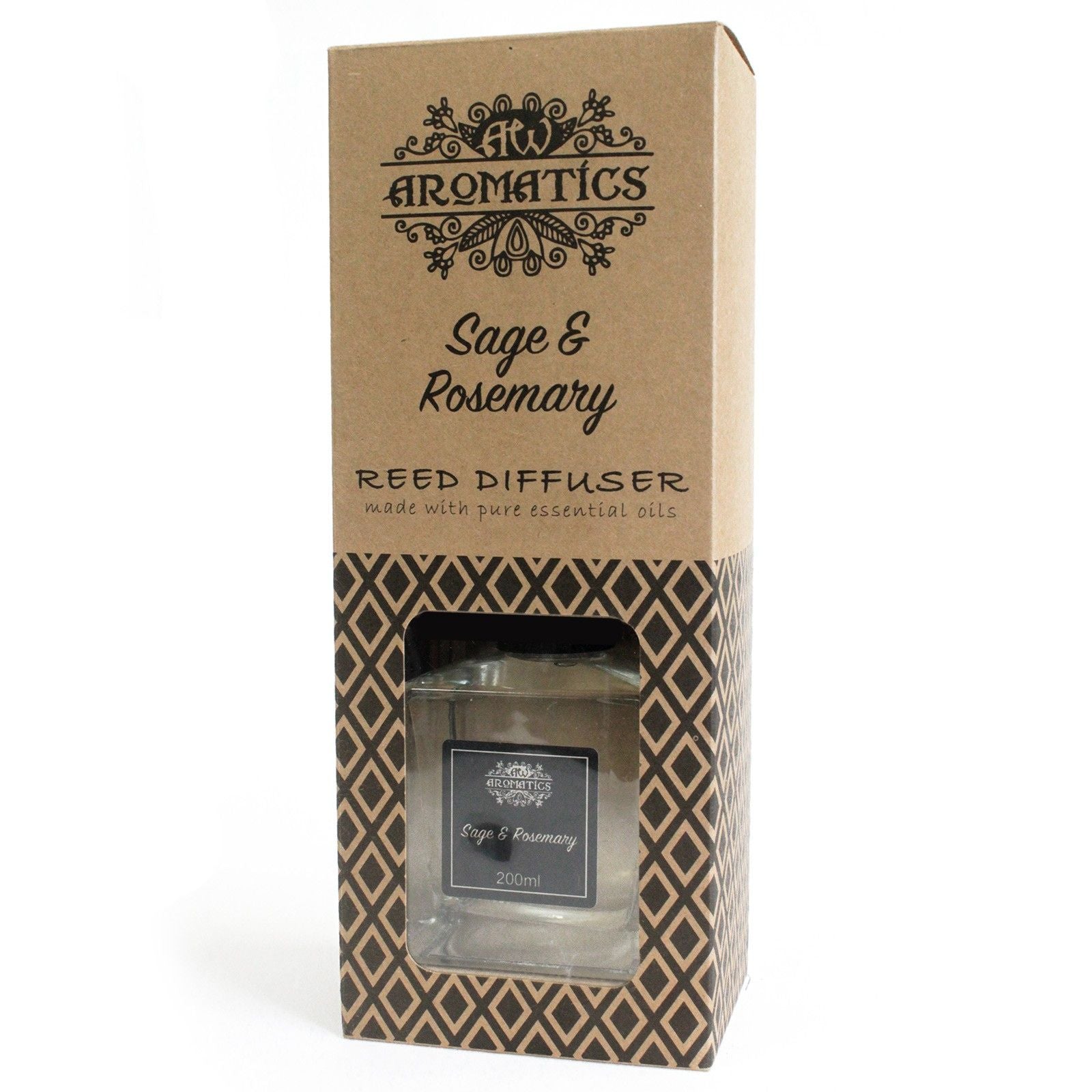 Ätherischer Öl-Diffusor Sage & Rosemary – 200ML Reed-Diffuser in Aromatics-Box mit 200ml Glasflasche