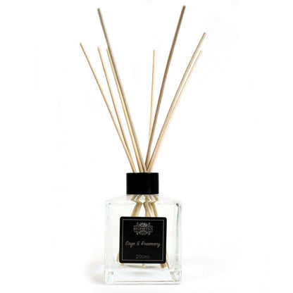 Alt-Tag: Sage & Rosemary Duftdiffusor mit ätherischen Ölen – 200ML in einer Glasflasche mit Rattanstäbchen, Salbei- und Rosmarinduft, 200 ml