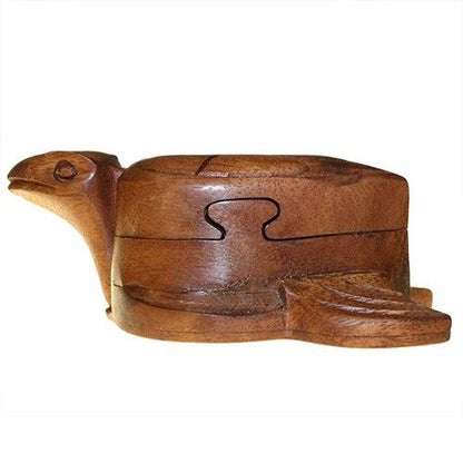 Saman Wood Bali Magic Box – Tortoise Design, caja rompecabezas de madera Saman con compartimento oculto, 6x2 cm
