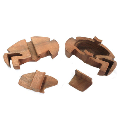 Saman Wood Magic Box – Beach Crab 14x7 CM puzzle box in pieces, handmade Saman and Sheesham wood crab design with hidden compartment