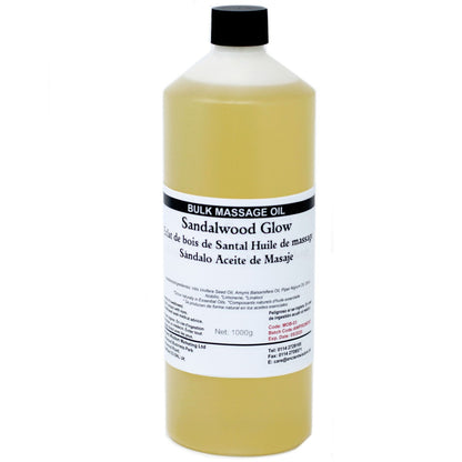 Alt Tag: Sandalwood Infused Massage Oil – 1KG bulk massage oil bottle sandalwood glow, 1000g