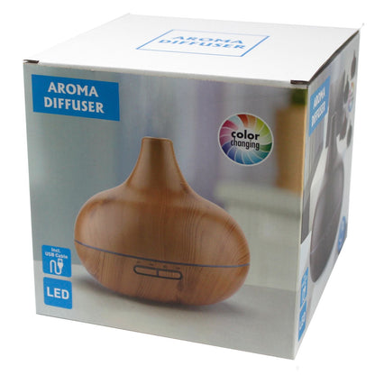 Alt Tag: Santorini Atomiser – Shell Effect – USB – Colour Change – Timer aroma diffuser box with colour changing LED and wood-effect design