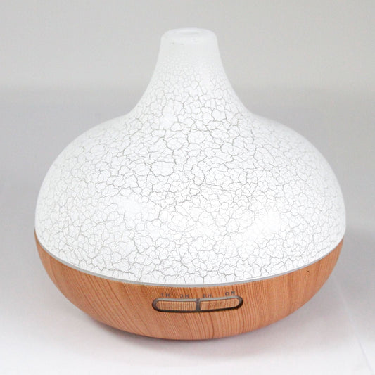 Santorini Atomiser – Shell Effect – USB – Colour Change – Timer difusor ultrasónico con efecto concha blanco y base madera