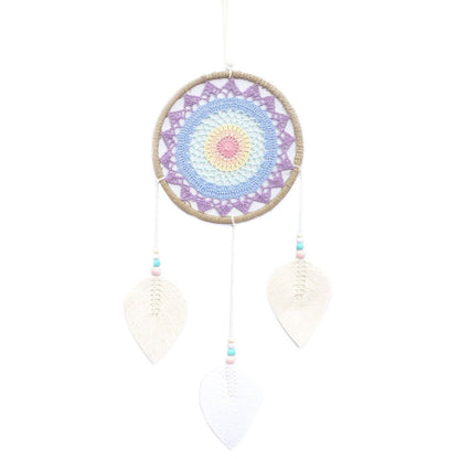 Sjömått & bomull Dream Catcher – stor boho-väggbonad 65x27 CM med vävd mandala, ring i sjömått och vita bladtofsar