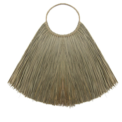 Seagrass & Rattan Fan Wall Art – 66x23 CM, handcrafted natural seagrass and rattan fan wall decor with loop handle