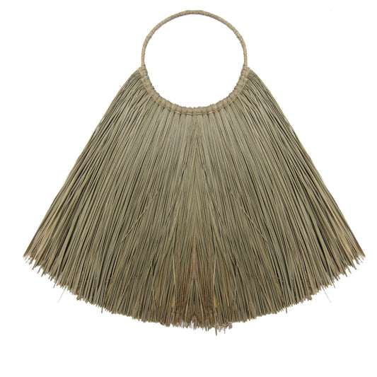 Seagrass & Rattan Fan Wall Art – 66x23 CM, handcrafted natural seagrass and rattan fan wall decor with loop handle