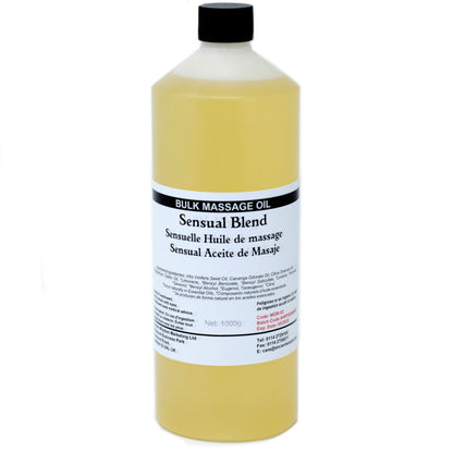 Alt Tag: Sensual Massage Oil – 1 KG bottle of sensual blend bulk massage oil, 1000g professional size with black cap