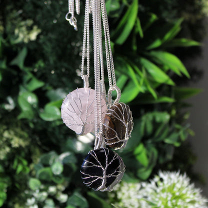 Alt Tag: Silver Plated Tree of Life Necklace – Tiger Eye silver-plated pendant with Tiger Eye stone, tree of life design on chain
