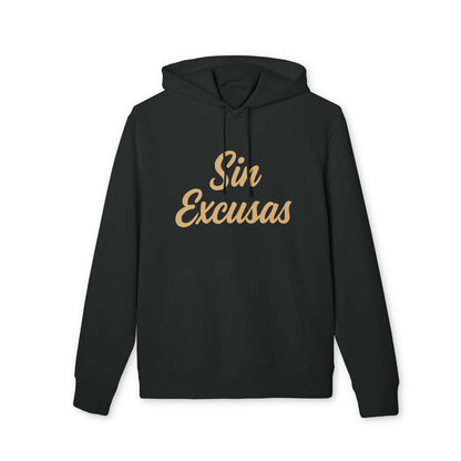 Sin Excusas Deportistas Sustainable Unisex Hoodie negra de algodón orgánico con capucha y estampado “Sin Excusas” en el pecho