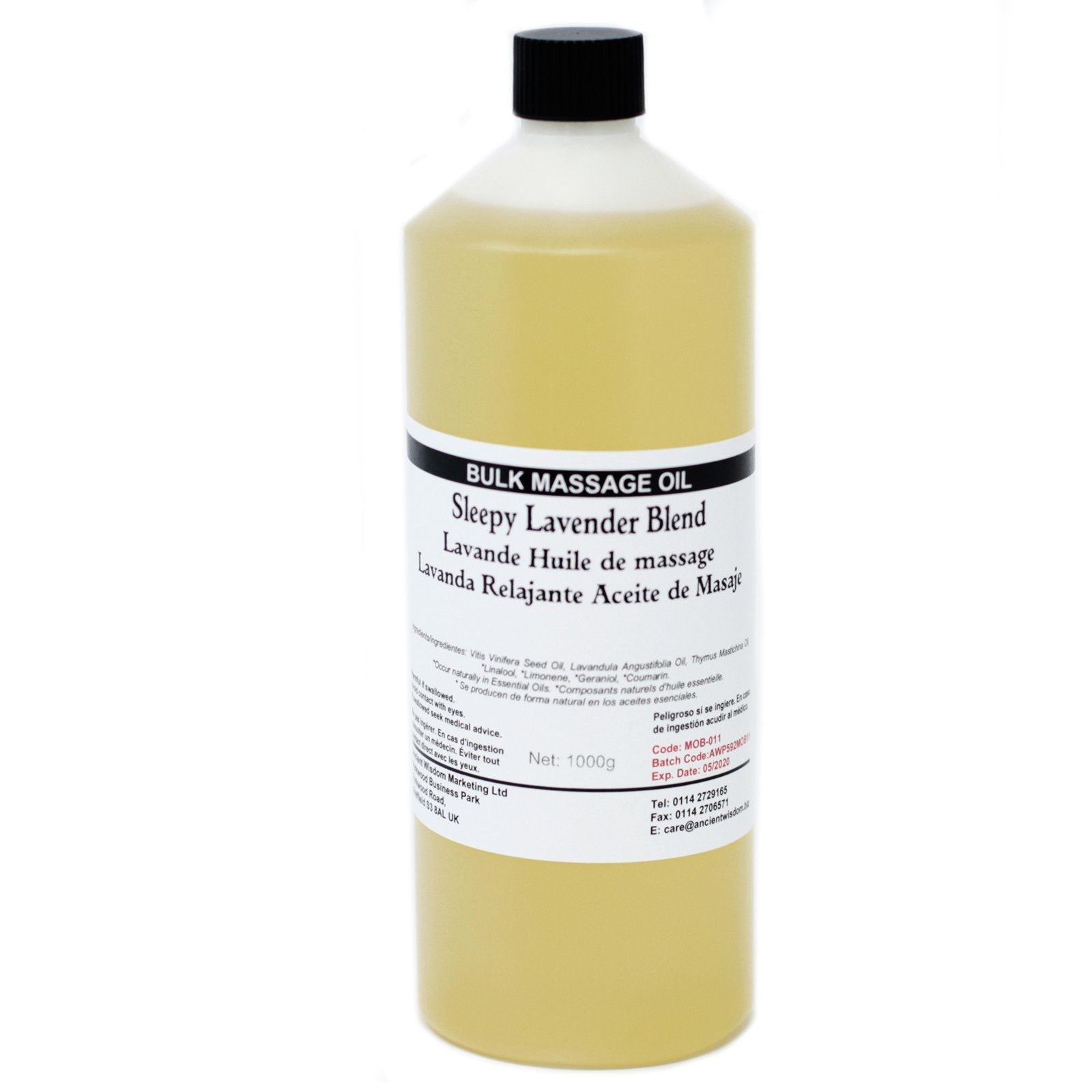 Alt Tag: Sleepy Lavender Massageolja – 1 KG storflaska massageolja, Sleepy Lavender Blend lavendelmassageolja 1000 g