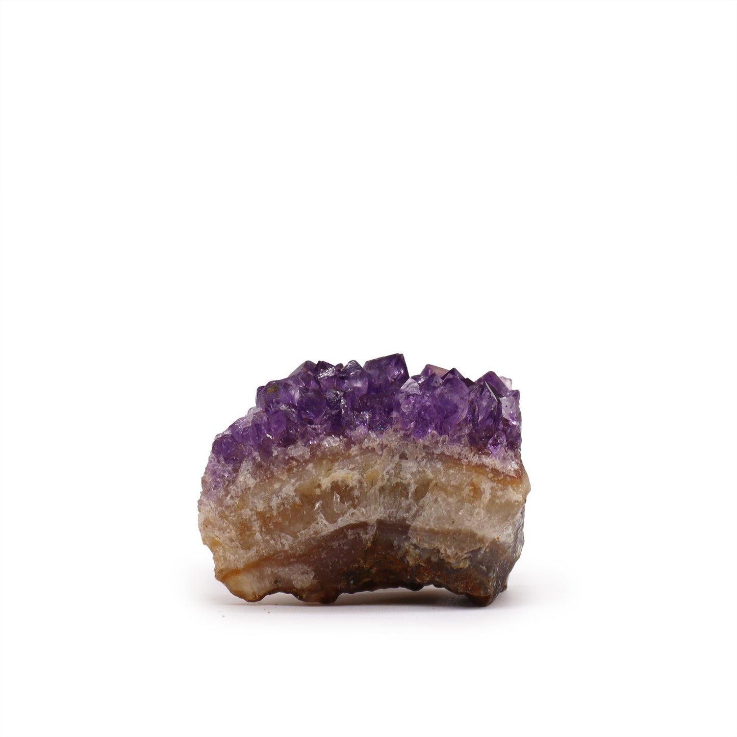 Small Natural High-Grade Amethyst Cluster (Approx. 3–8 CM) con cristales violeta naturales sobre base mineral, foto de producto