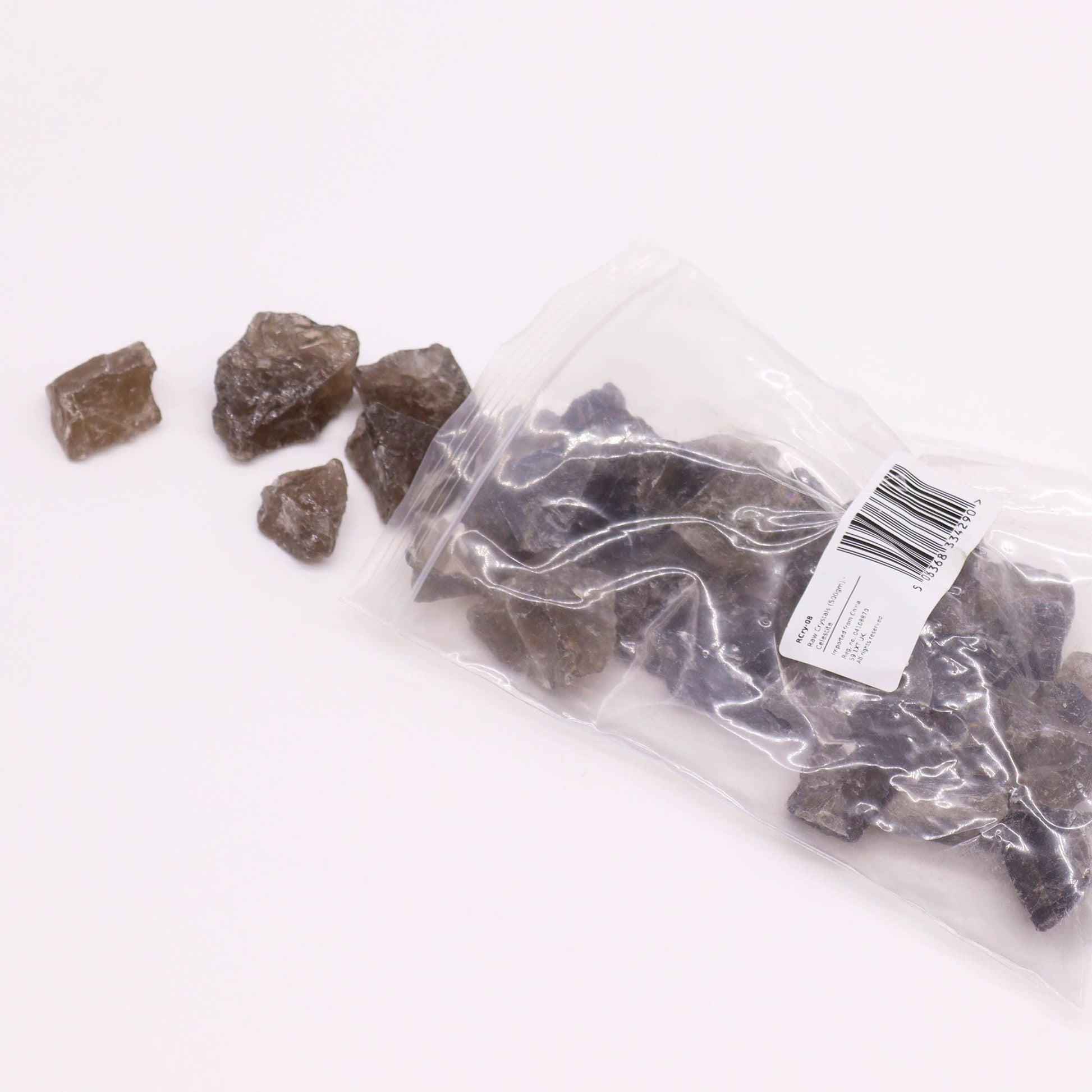 Smoky Quartz Raw Crystals – 500G Gemstone Collection, rough smoky quartz stones in clear plastic bag with loose pieces