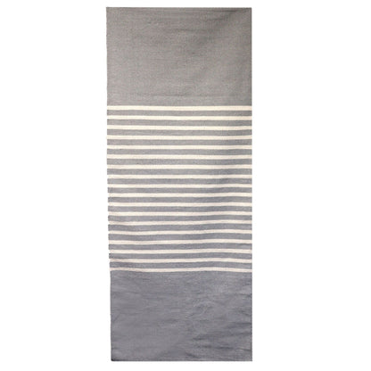 Mjuk indisk bomullsmatta – 70x170 CM grå, handgjord bomullslöpare med grå- och vitrandig design