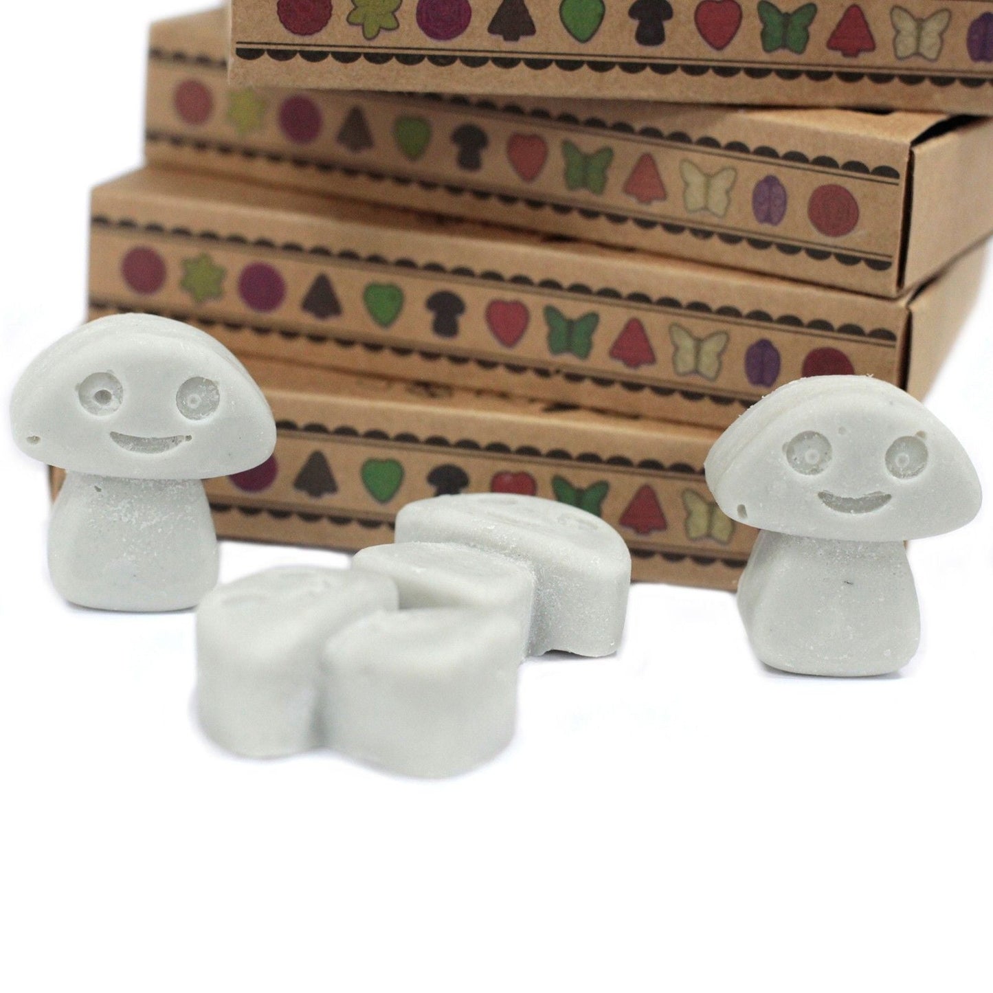 Soy Blend Wax Melts Gift Set – Dark Patchouli con melts blancos y cajas kraft decoradas, set de regalo aromático para hogar