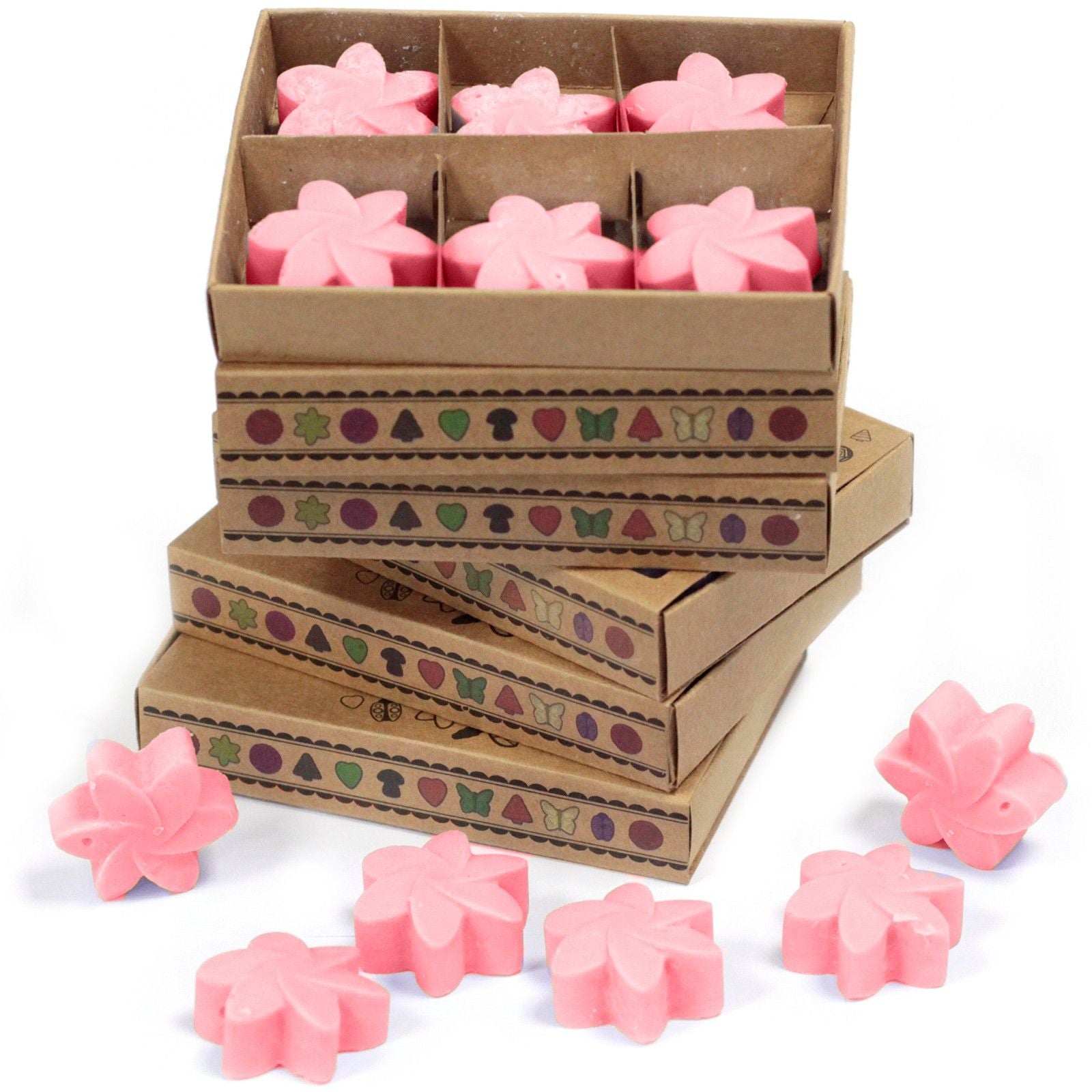 Set de regalo de wax melts de cera de soja – Magnolia japonesa, wax melts rosas con forma de flor en cajas de regalo kraft, mezcla de cera de soja y palma