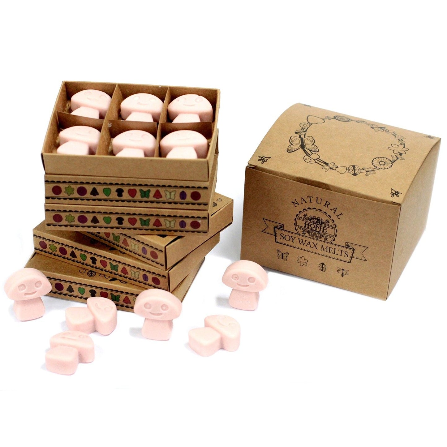 Soy & Palm Luxury Wax Melts – Old Ginger Gift Set boxed soy wax melts set with six compartments and pink melts, eco-friendly gift box