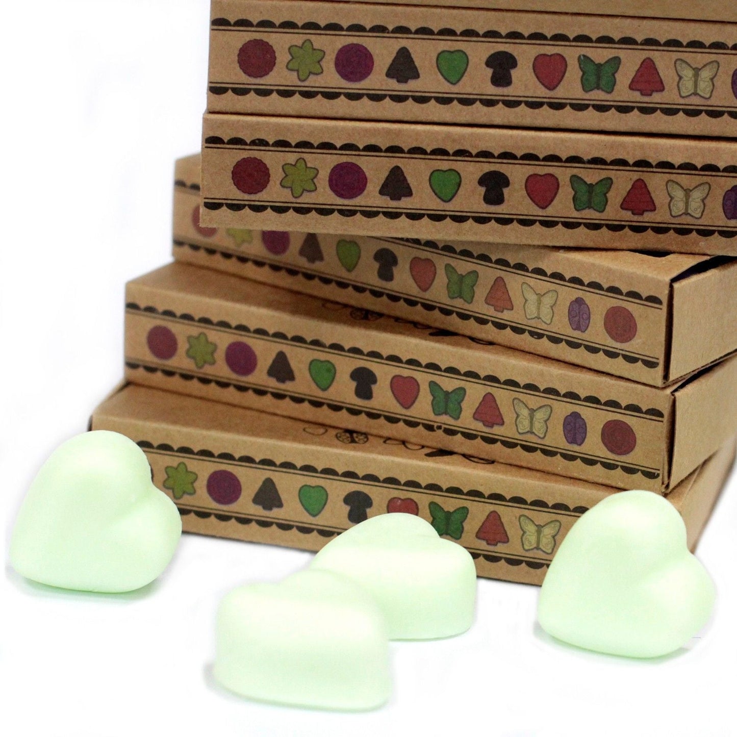 Soy & Palm Wax Gift Set – 6 Mint & Menthol Melts in kraft boxes with heart-shaped wax melts