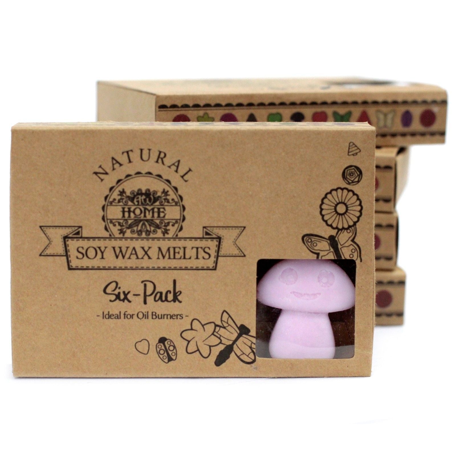 Alt Tag: Soy & Palm Wax Luxury Melts Gift Set – Ylang Ylang soy wax melts six-pack gift set in kraft box with window, ideal for oil burners
