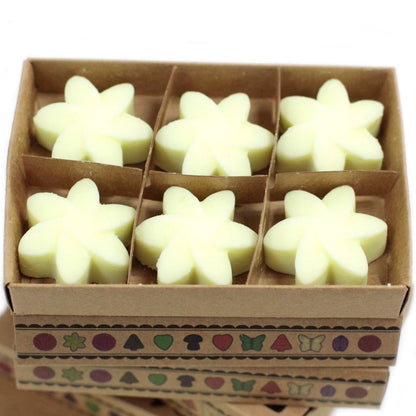 Alt Tag: Set de regalo de melts de cera de soja y palma – Lemon Harvest, melts de cera con aroma a limón en forma de flor en una caja de regalo