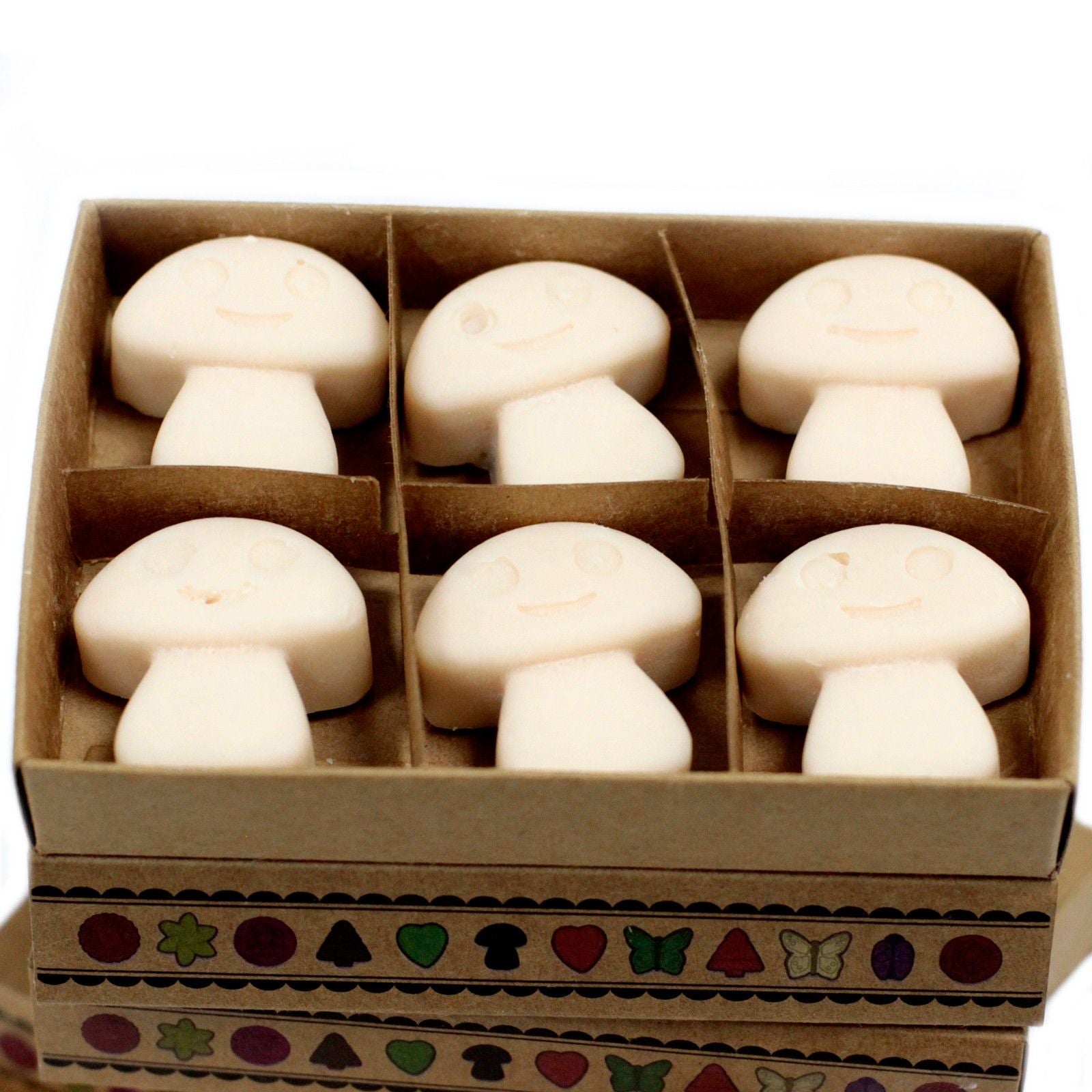 Soy & Palm Wax Melts Gift Set – Vanilla Nutmeg in caja de regalo con 6 wax melts blancos en forma de hongo