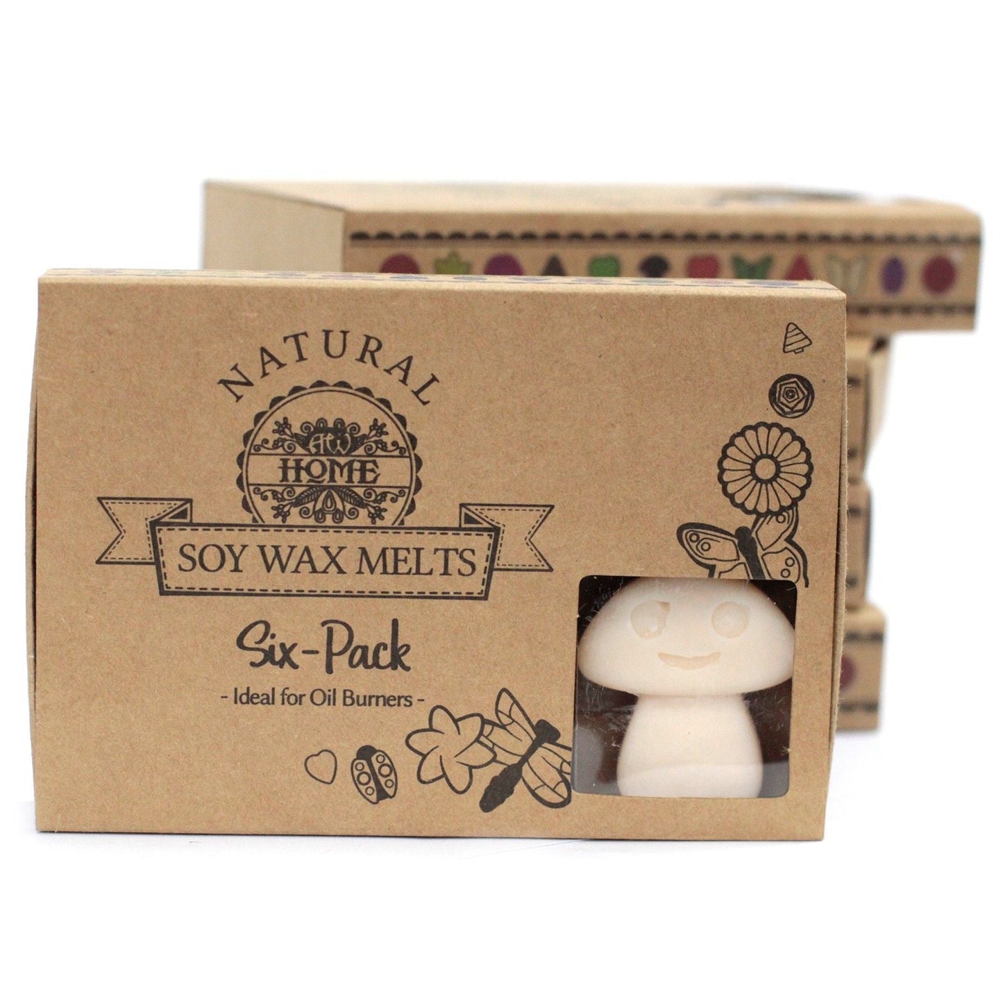Soy & Palm Wax Melts Gift Set – Vanilla Nutmeg kraft box soy wax melts six-pack with window, natural home packaging