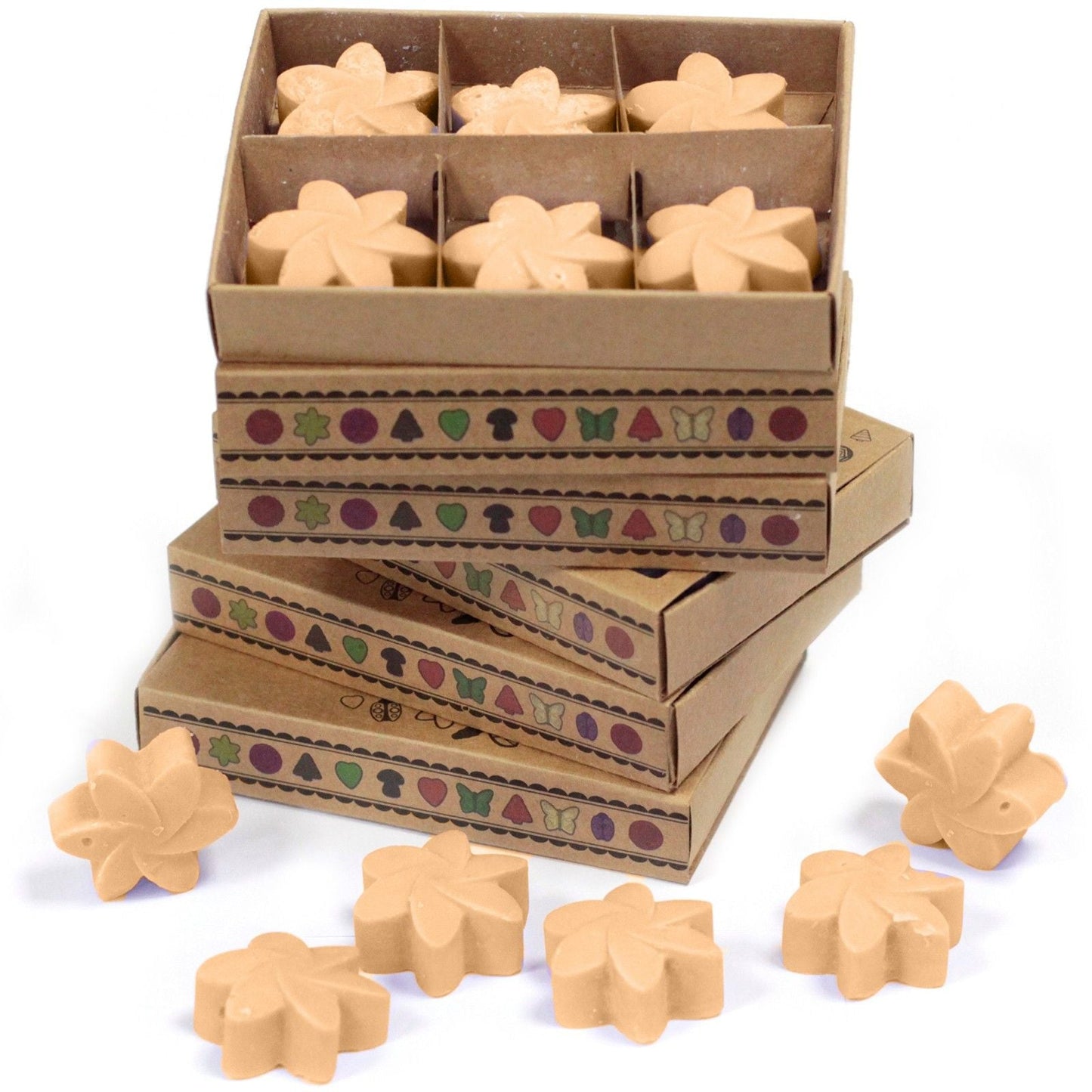 Soja- & palmvaxmelts – Midnight Jasmine 6-pack, lyxiga vaxmelts i presentask med sex blomformade bitar, paraffinfri