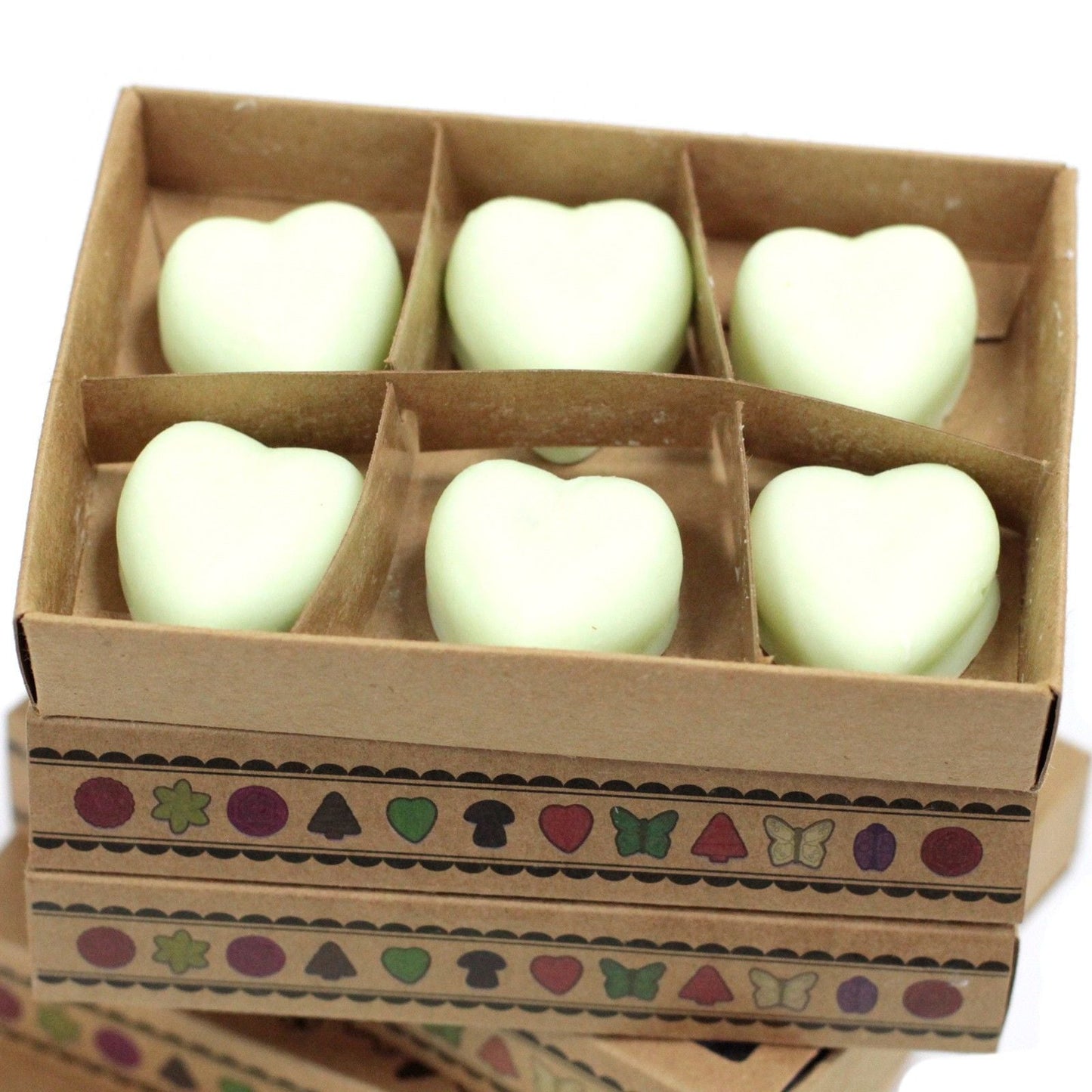Alt Tag: Soy and Palm Wax Melts – Watermelon Fresh Set of 6, seis wax melts en forma de corazón en caja de regalo