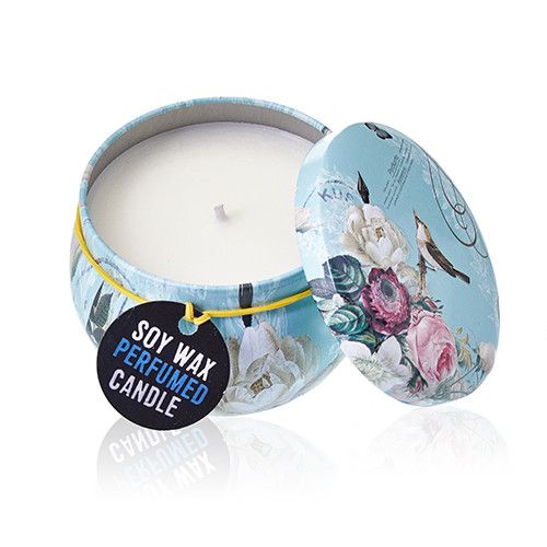 Soy Wax Art Tin Candle – Parisian Weekend floral art tin soy wax scented candle with lid, 6.5x6.5x5 cm