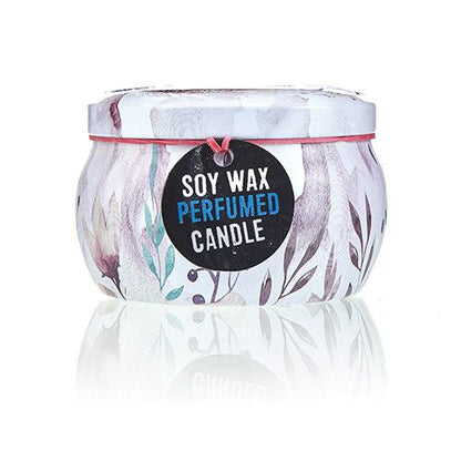 Soy Wax Art Tin Candle – Parisian Weekend soy wax perfumed candle in decorative art tin with floral design