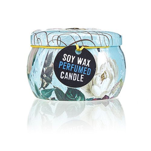 Alt Tag: Soy Wax Art Tin Candle – Parisian Weekend soy wax perfumed candle in decorative art tin with floral design, 6.5x6.5x5 cm