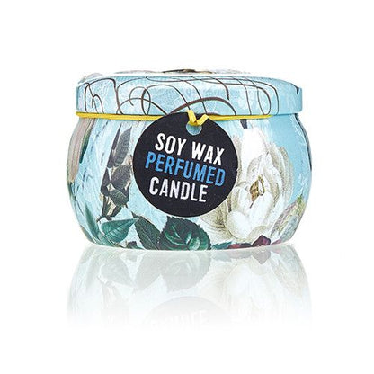 Alt Tag: Soy Wax Art Tin Candle – Parisian Weekend soy wax perfumed candle in decorative art tin with floral design, 6.5x6.5x5 cm