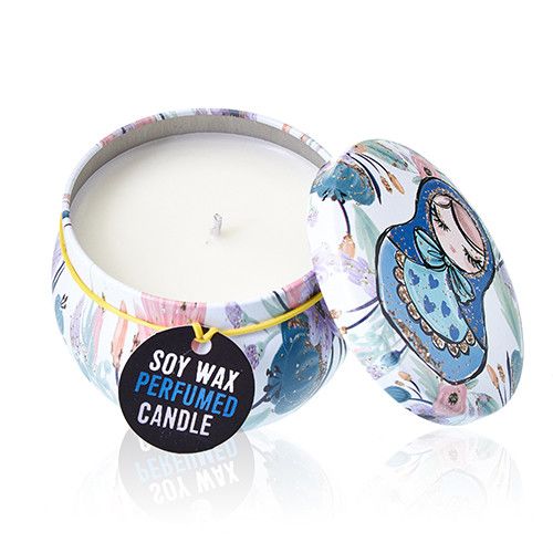 Soy Wax Art Tin Candle – Russian Dolls Design, perfumed soy wax candle in illustrated tin with lid, home decor gift