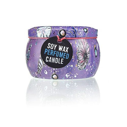 Soy Wax Art Tin Candle – Sea Life purple sea life art tin soy wax perfumed candle with lid