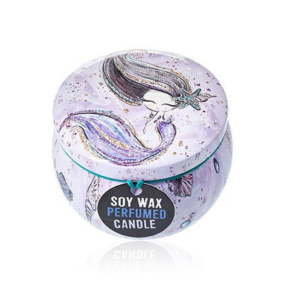Soy Wax Art Tin Candle – Sea Life en lata decorativa con sirena, vela perfumada de cera de soja