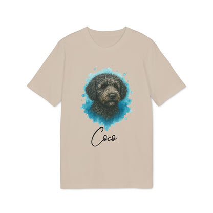 Spanish Water Dog Personalized Dog 100% Organic Cotton T-Shirt beige tee with Spanish Water Dog portrait and name Coco