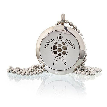 Alt-tagg: Aromadiffuser-halsband i rostfritt stål – Turtle 25MM, aromadiffuser-hänge i rostfritt stål med sköldpaddsdesign och kedja