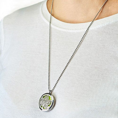 Stainless Steel Aromadiffuser Diffuser Necklace – Angel Wings 30MM stainless steel locket necklace worn on chain