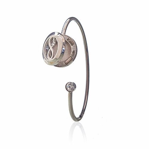 Alt Tag: Stainless Steel Aromatherapy Bracelet – Infinite Love 20MM pulsera de acero inoxidable con relicario redondo y detalle brillante