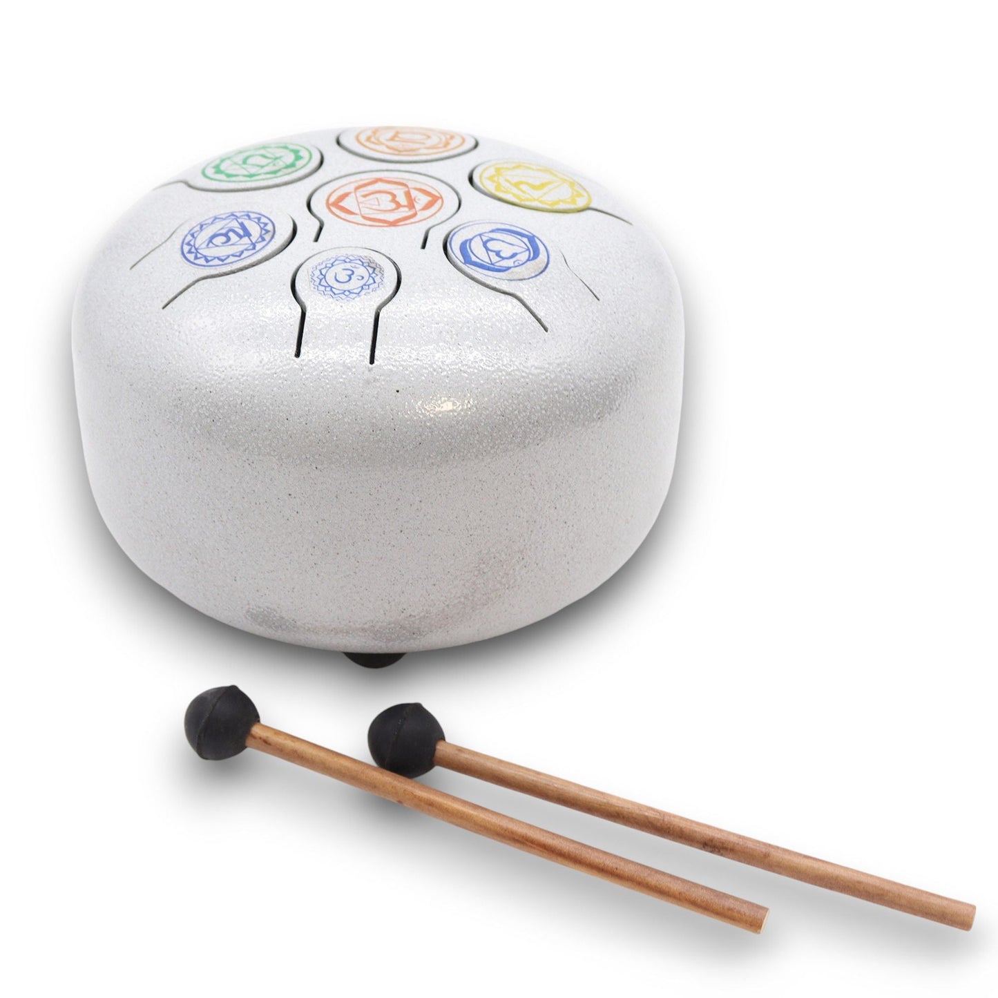 Metal Steel Tongue Happy Drum – 17x13 CM, tambor de lengua de acero blanco 7 chakras con baquetas