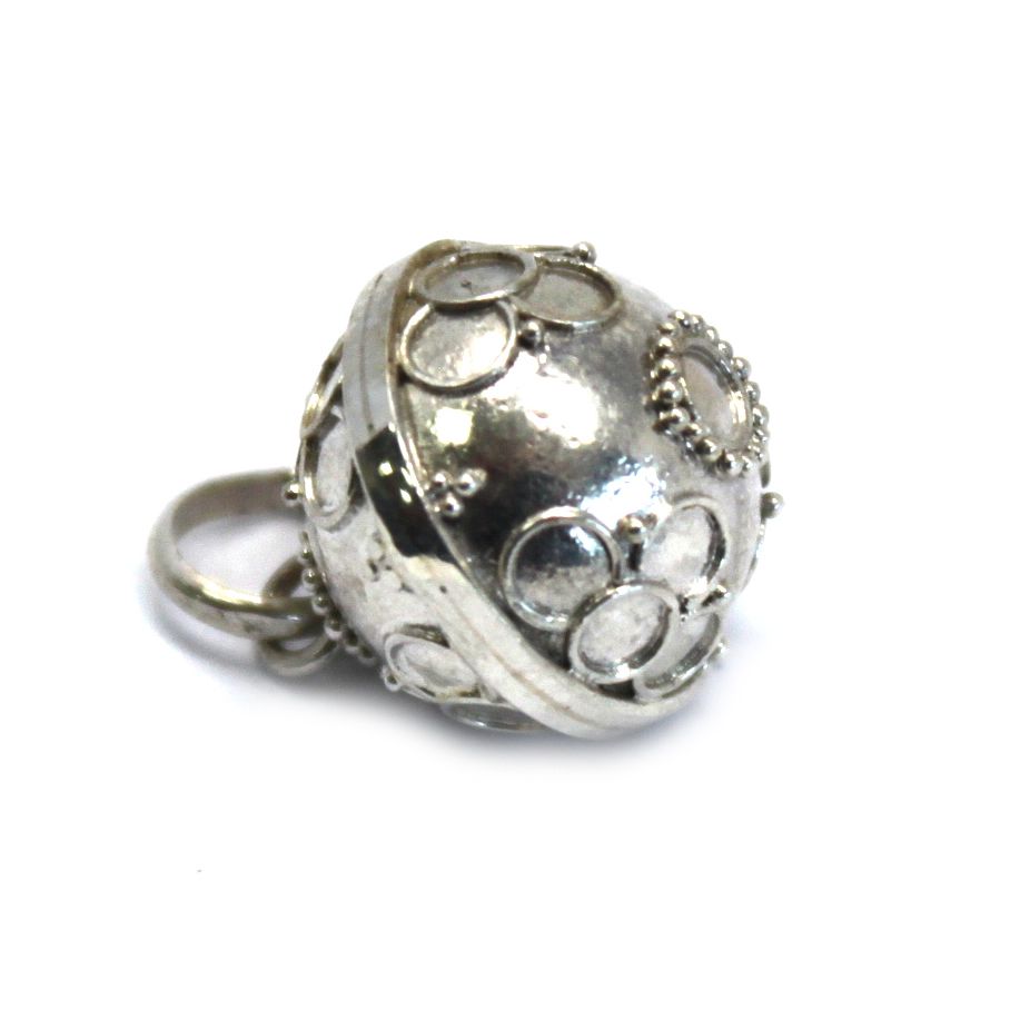 Sterling Silver Angel Bell – Faith – 12MM 925 sterling silver Bali bell pendant with decorative circular detailing, 12mm