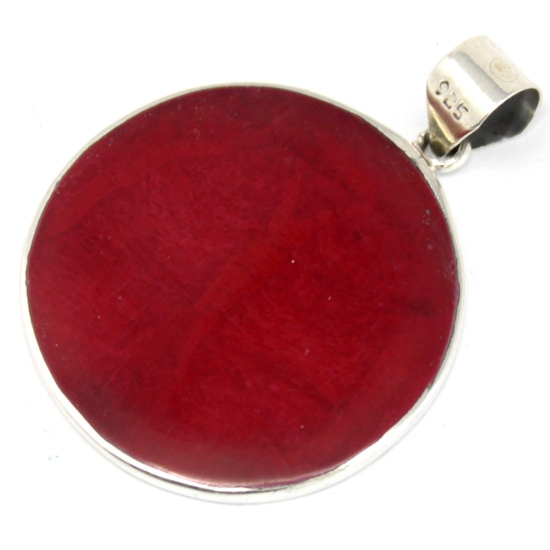 Sterling Silver Tree of Life Pendant – Coral Effect 30MM, round coral-effect red disc sterling silver pendant with 925 bail