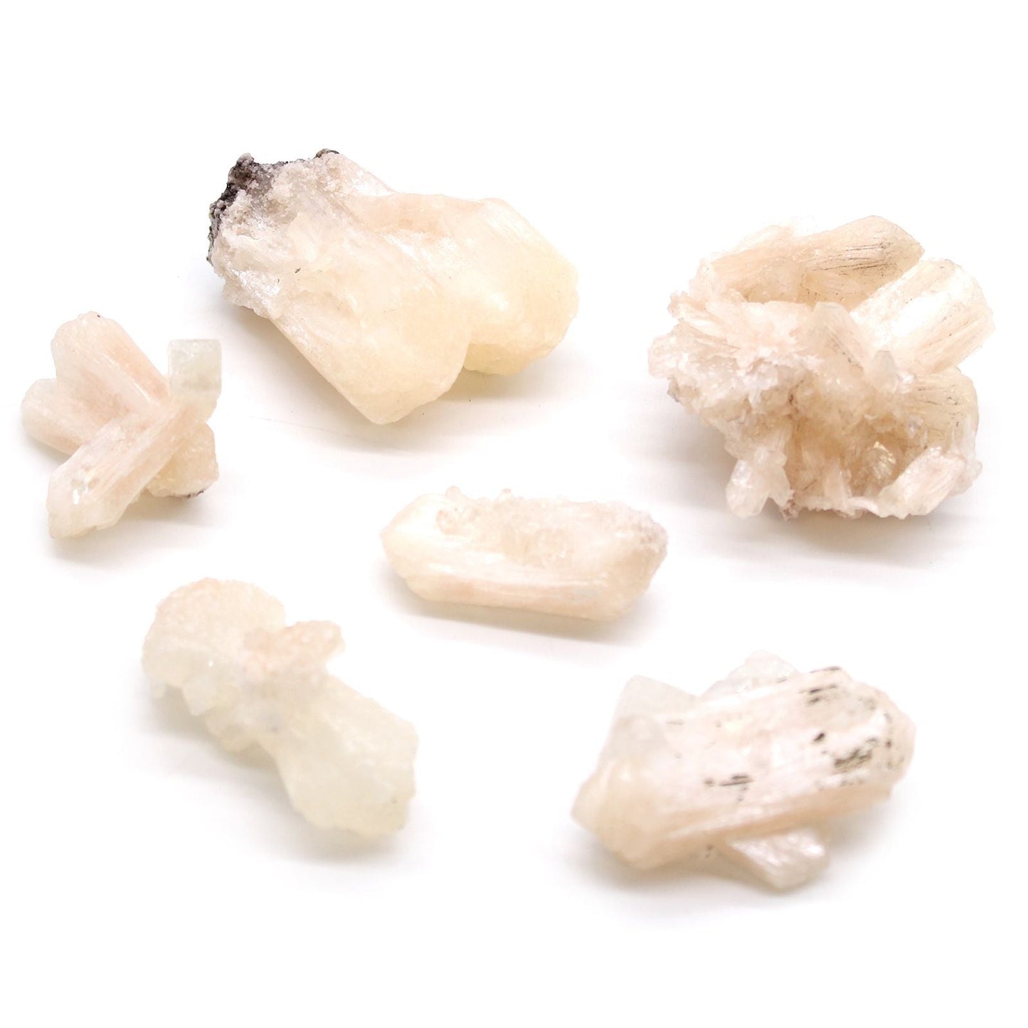 Stilbite & Apophyllite Specimen – 20–30 MM natural crystal mineral pieces on white background