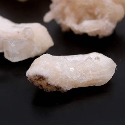 Stilbite & Apophyllite Specimen – 20–30 MM, white crystal mineral cluster on dark background, close-up collectible specimen