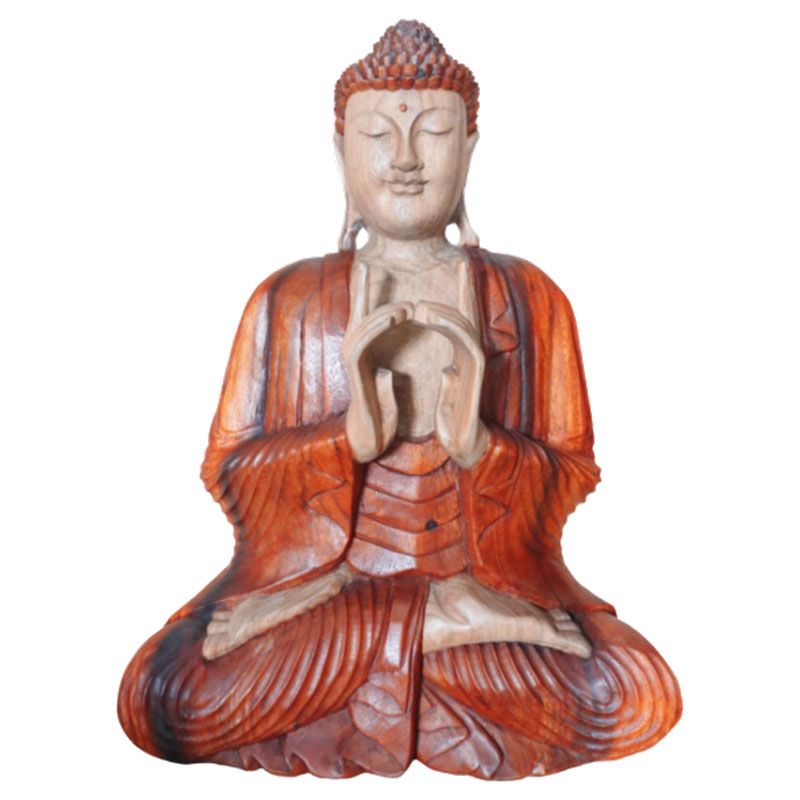 Alt-Tag: Handgeschnitzte Buddha-Statue aus Suarholz – 60CM, handgeschnitzte Buddha-Statue aus Suarholz, zweifarbige Ausführung, sitzend im Lotussitz