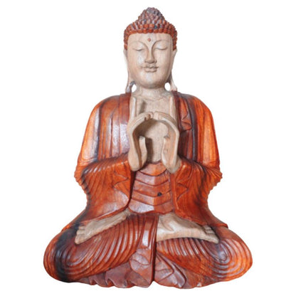 Alt-Tag: Handgeschnitzte Buddha-Statue aus Suarholz – 60CM, handgeschnitzte Buddha-Statue aus Suarholz, zweifarbige Ausführung, sitzend im Lotussitz