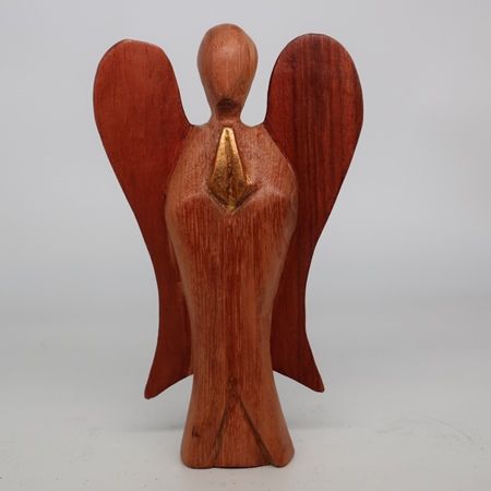 Suar-Holz Hati-Hati Engel – 15CM handgeschnitzte Freundschafts-Engelfigur aus Holz mit Flügeln, indonesische Deko aus Suar-Holz