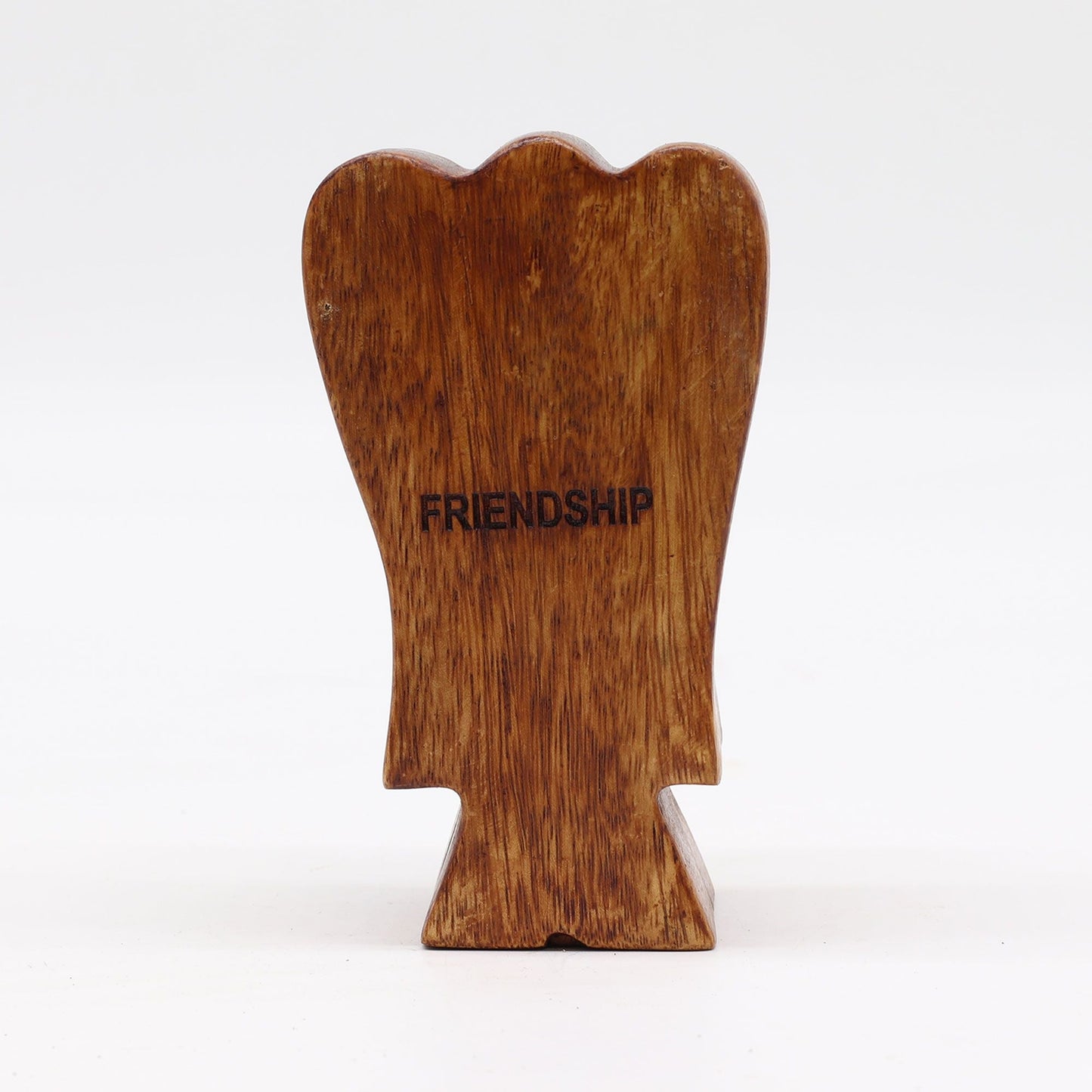 Suarholz Hati-Hati Engel Magic Box – Friendship 14 CM handgeschnitzte Engel-Figur aus Suarholz mit „FRIENDSHIP“-Schriftzug