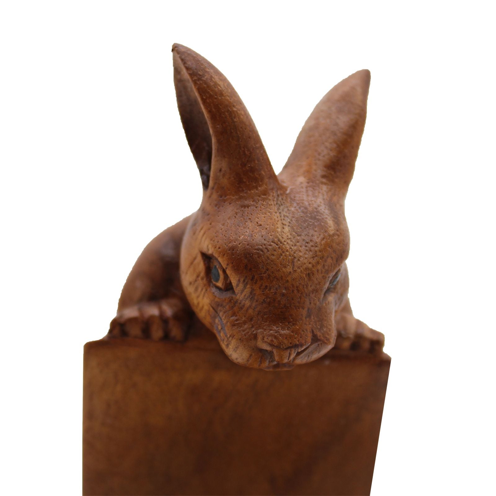 Suar Wood Rabbit Bottle Holder – 6x20x27 CM handcrafted Suar wood rabbit wine bottle holder sculpture, Indonesia